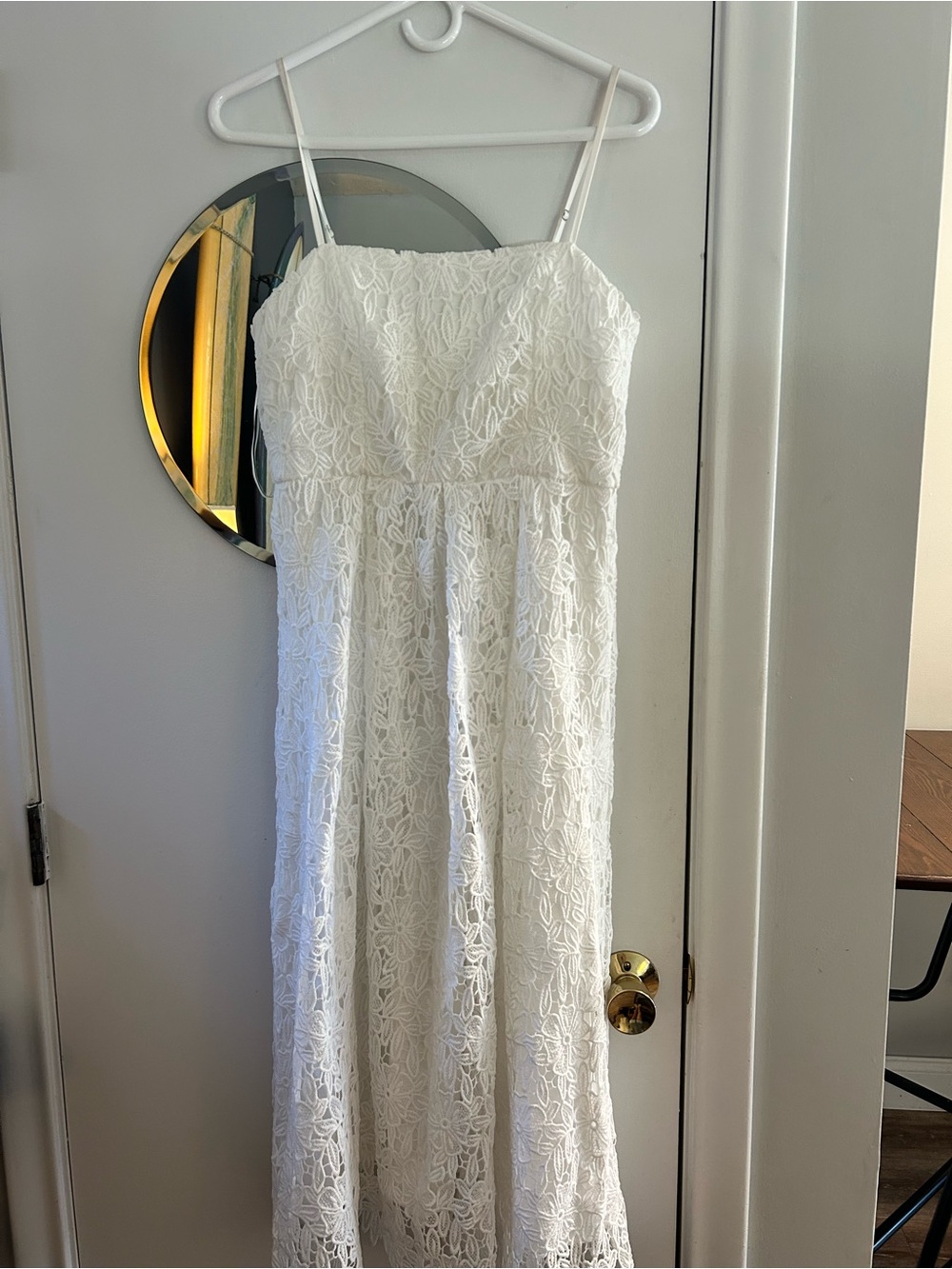Astr White Lace Spaghetti-Strap Maxi Dress